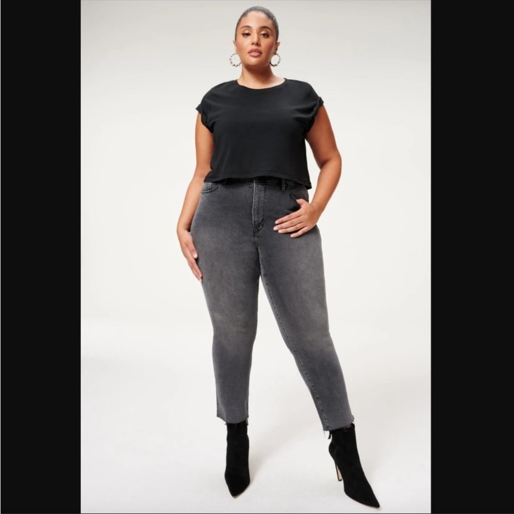 Good American good classic faded, black high-rise jeans